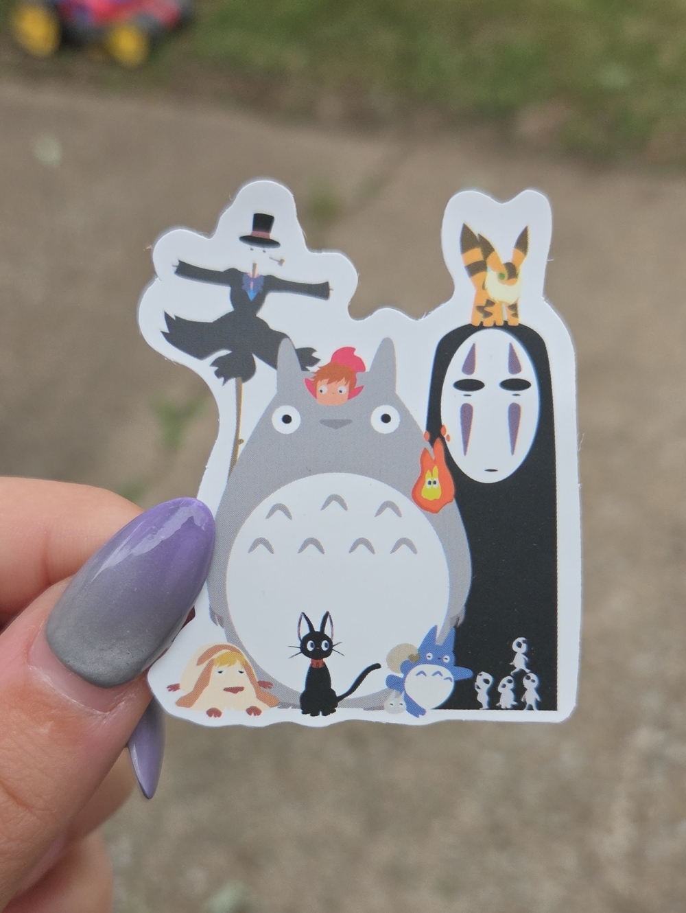 Studio Ghibli Character Sticker — Gray & Black Totoro Design